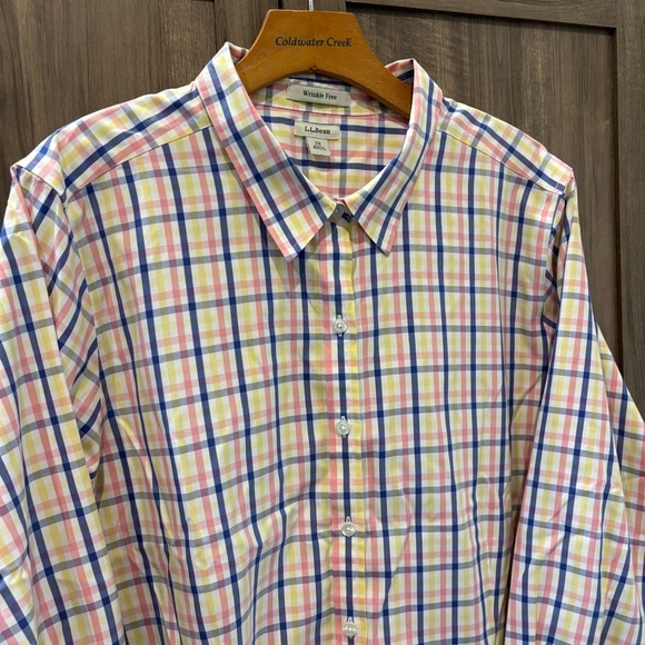 L.L. Bean Women’s 2X Plaid Button Down Shirt Wrinkle Free Top - Picture 5 of 11